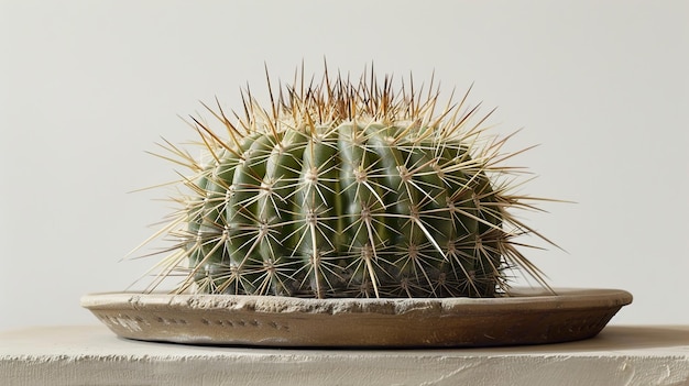 Photo a cactus with a flat surface sits on a table