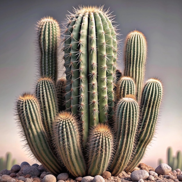 Photo a cactus with a gray background and a gray background