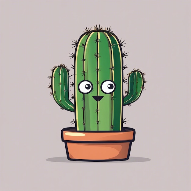 Cactus with a human face illustration icon