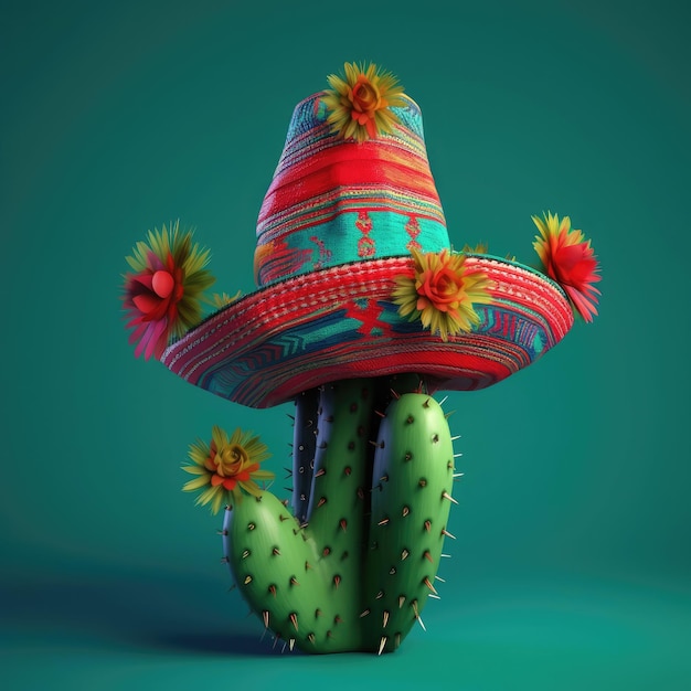 A cactus with a maxican hat