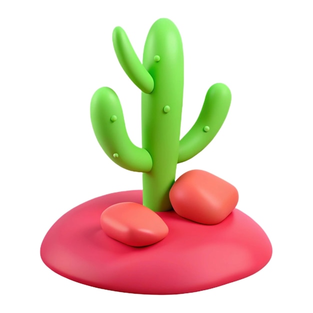 a cactus with red stones on it and a red circle with green dots on it