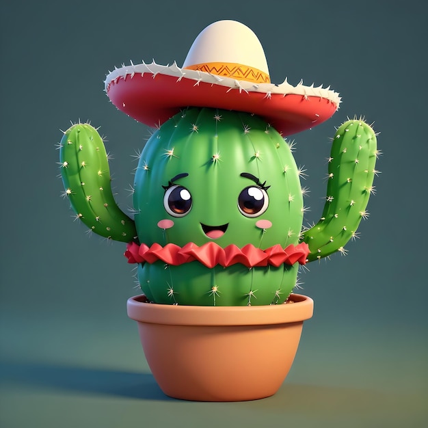 a cactus with a sombrero on it sits in a pot