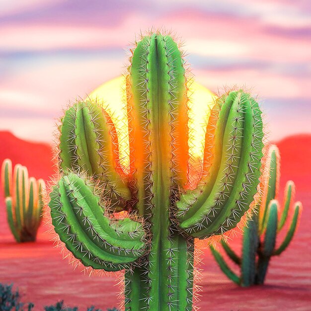 a cactus with the sun shining through it