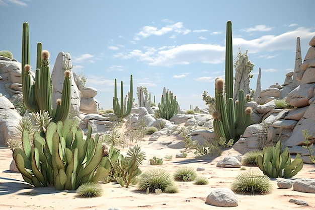 Cactuses in the desert of Joshua Tree National Park California