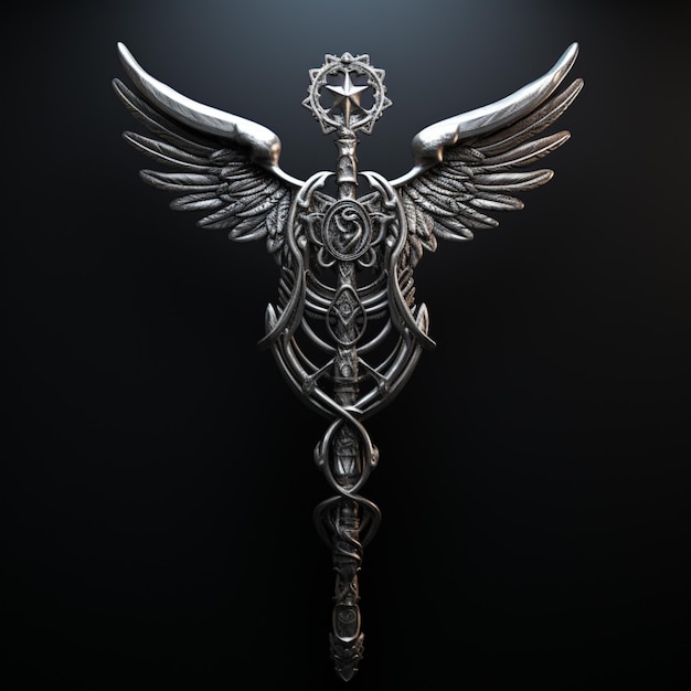 caduceus symbol in the style of detailed hyperrealism