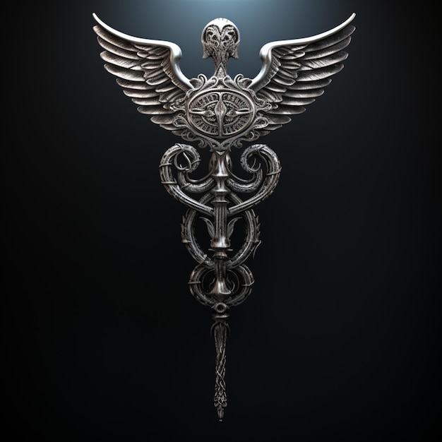 caduceus symbol in the style of detailed hyperrealism