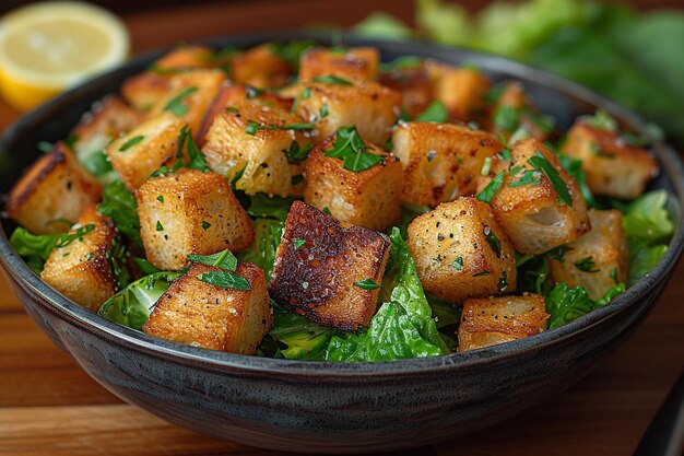 Caesar salad in a contemporary serving bowl