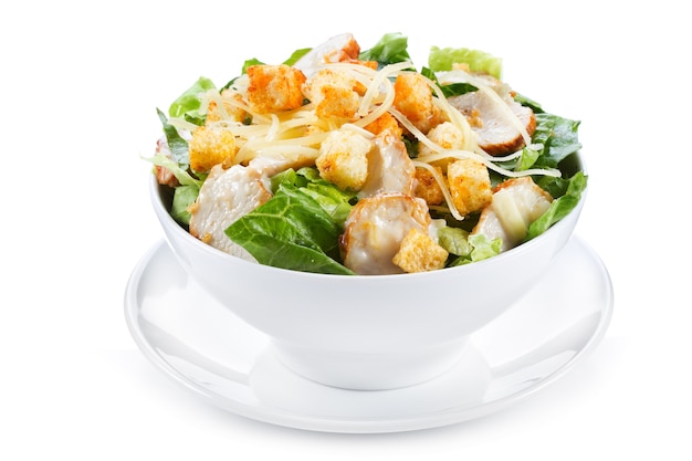 Caesar salad on white background