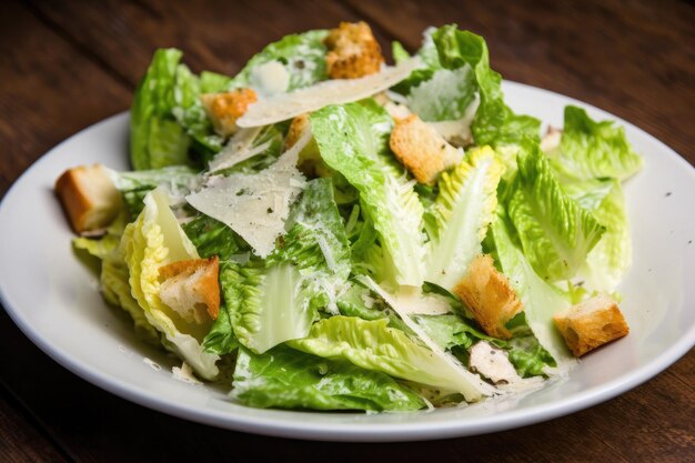 Caesar salad on a white plate Generative AI