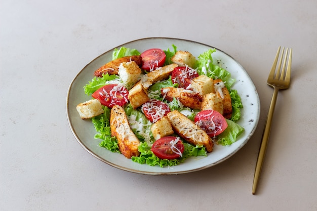 Caesar salad with chicken. Healthy eating. Diet. Recipes.