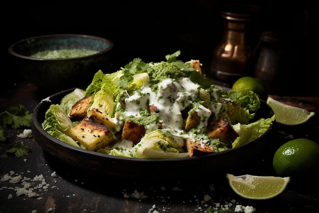 Caesar Salad with a Lively Lime Cilantro Dressing