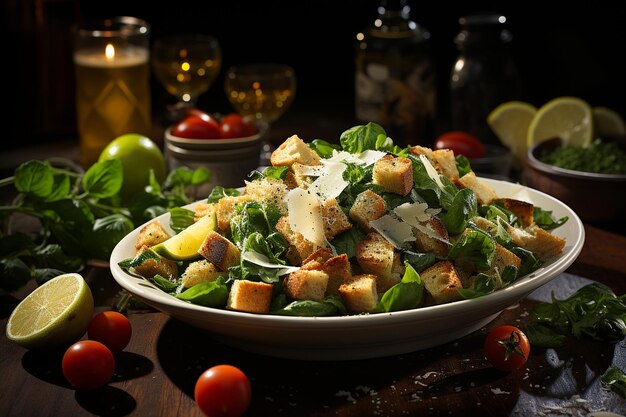 Caesar Salad with a Side of Savory Muffins