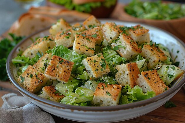 Caesar salad with a sprinkle of parsley