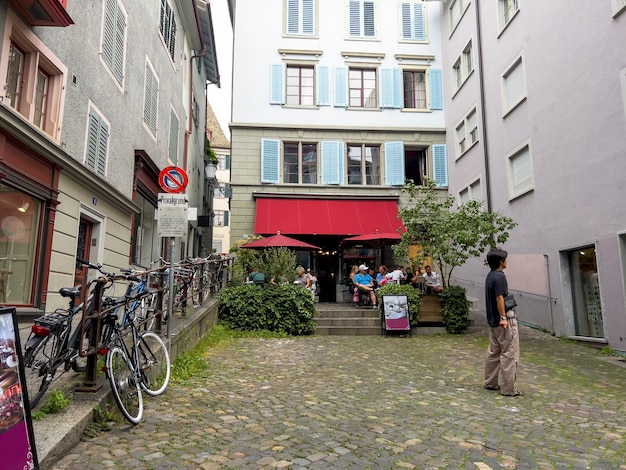 The cafe in a corner of Zurich