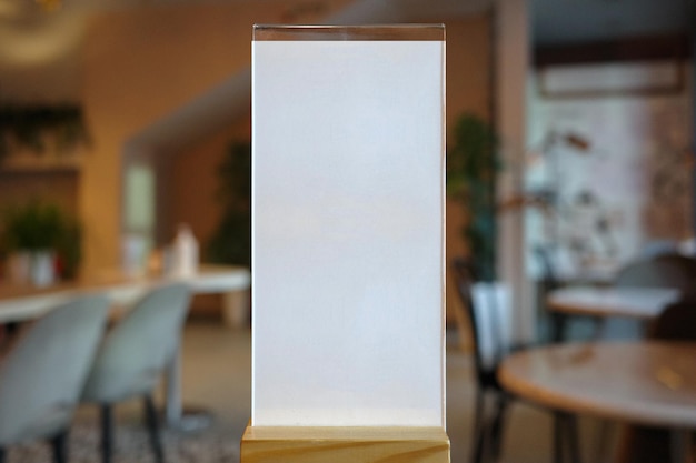 Cafe menu holder table tent blank space white mockup for branding identity design presentation