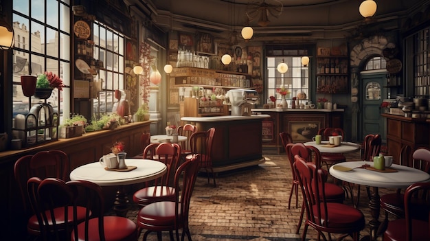 Cafe in vintage style nobody indoor