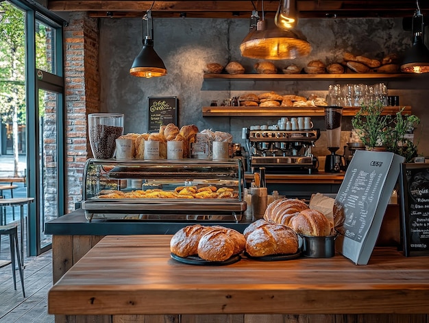 Cafe with Freshly Brewed Coffee and Artisan Breads