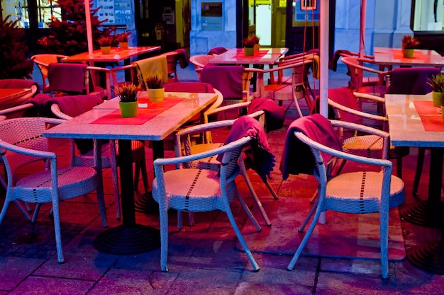 Cafe with table and chairs