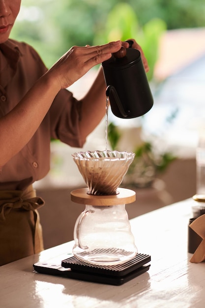 Cafe Worker Making Coffee