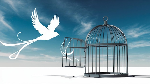 cage bird freedom free escape concept break open conceptual prison birdcage peace door