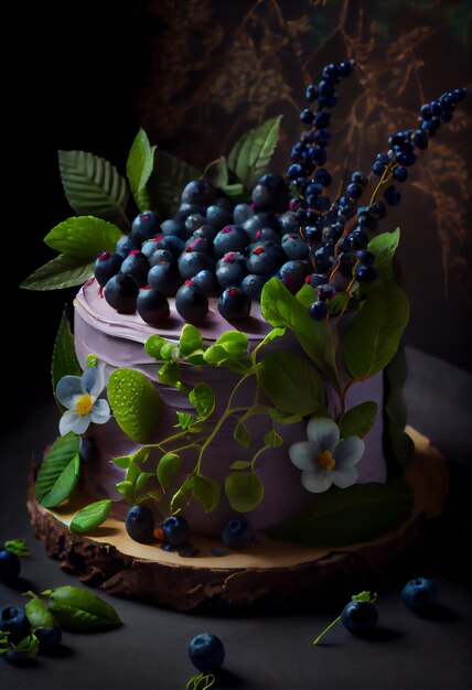 Cake decorated with fresh berries