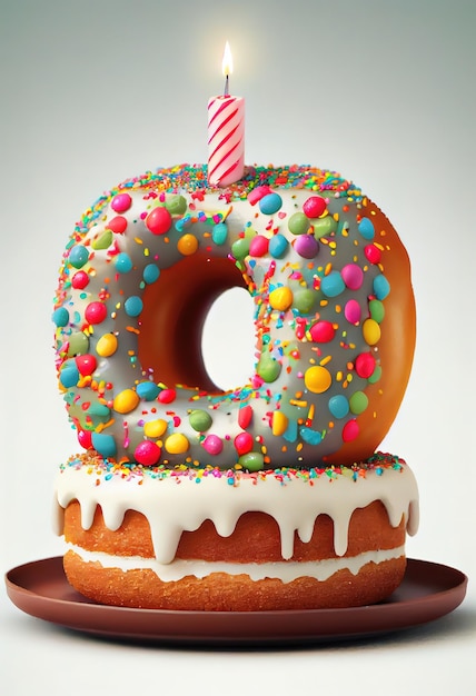 Cake donuts with white frosting and colorful sprinkles stacked Generative Ai