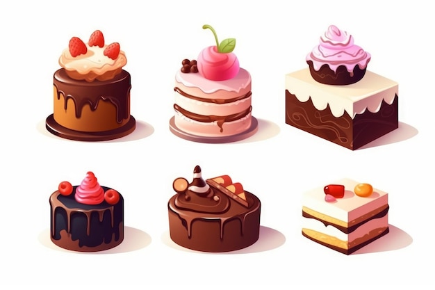 Cake icons collection Generate Ai