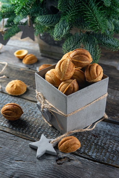 Cake nuts with salted caramel for New Year present