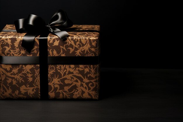 cake and ornaments on wooden table and black background