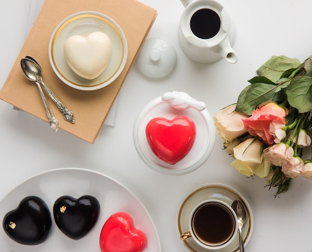 Cake in the shape of heart on Valentines Day