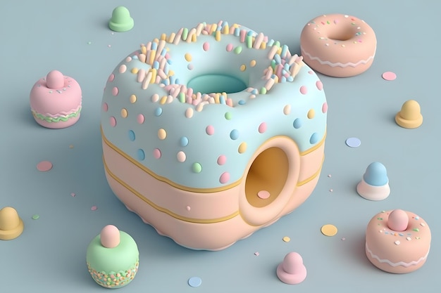 A cake shaped like a donut with a hole in it