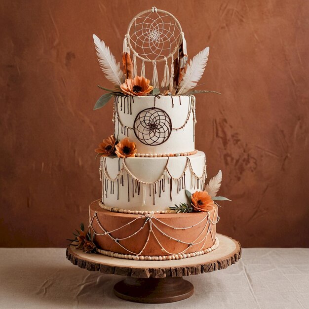 a cake with a bird on it and a cupcake on the table