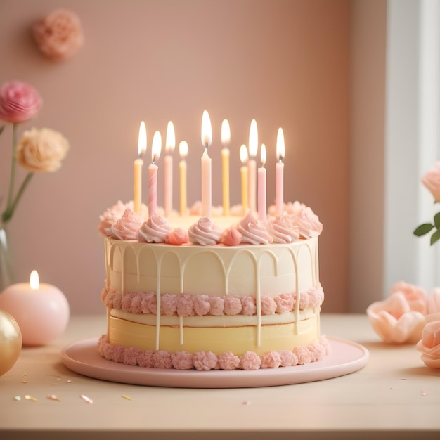 a cake with candles that say quot birthday quot on it