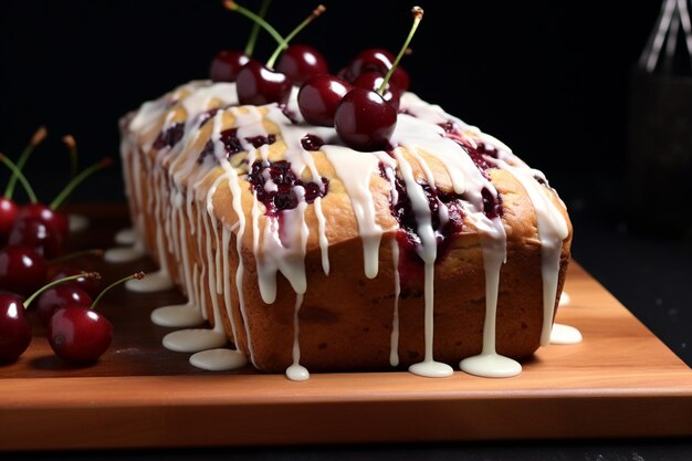 Photo a cake with cherries on it and a cherry on the top