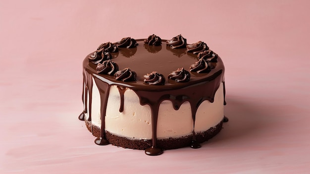 Cake with Chocolate Drizzle Isolated