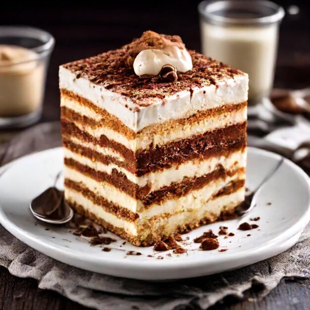 a cake with chocolate icing and a spoon on a plate