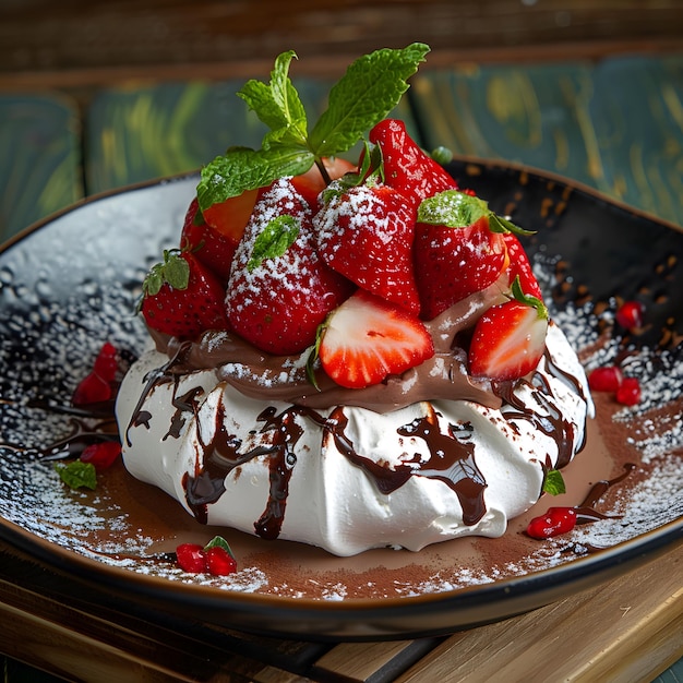 a cake with chocolate syrup and chocolate drizzled on it