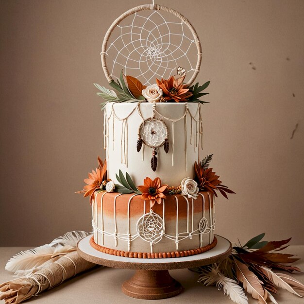 Photo a cake with a clock on it that says  it is decorated with flowers