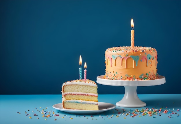 a cake with colorful icing and sprinkles on it