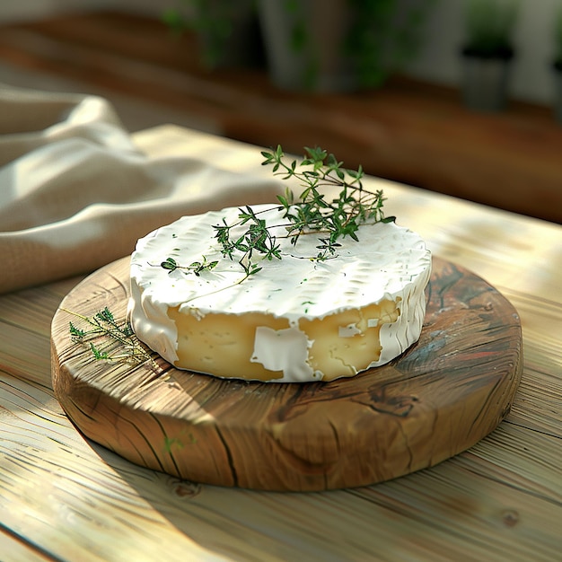 Photo a cake with cream on a wooden platter