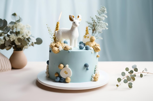 A cake with a deer on it