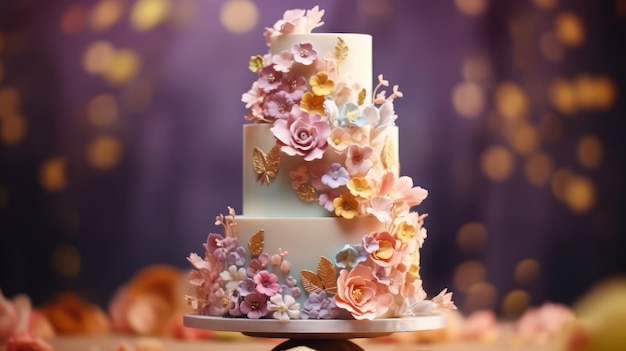 A cake with flowers on it