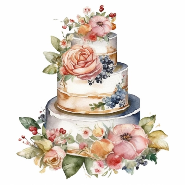 A cake with flowers on it