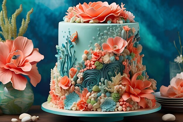 a cake with flowers and the words  sea  on it