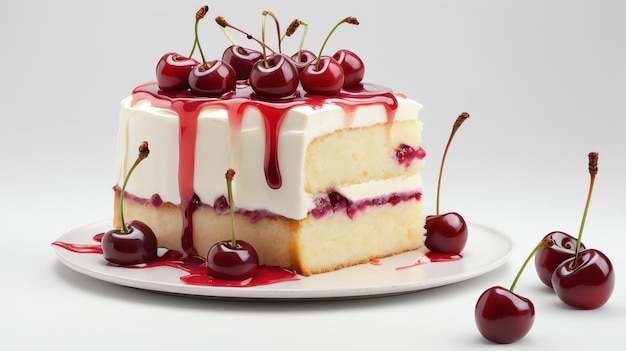 Photo a cake with the letter m on it is on a plate with cherries