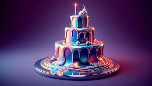 a cake with a lit candle on it is lit up