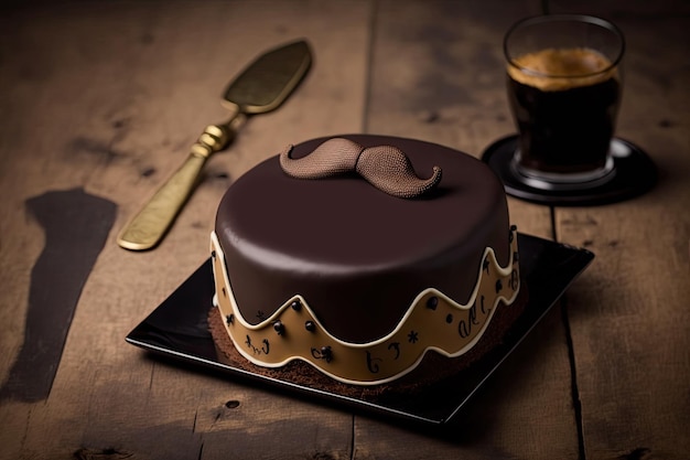 Cake with moustache garnished for Father39s Day celebration AI generative