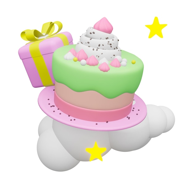 Photo a cake with a pink bow and a green bow on it