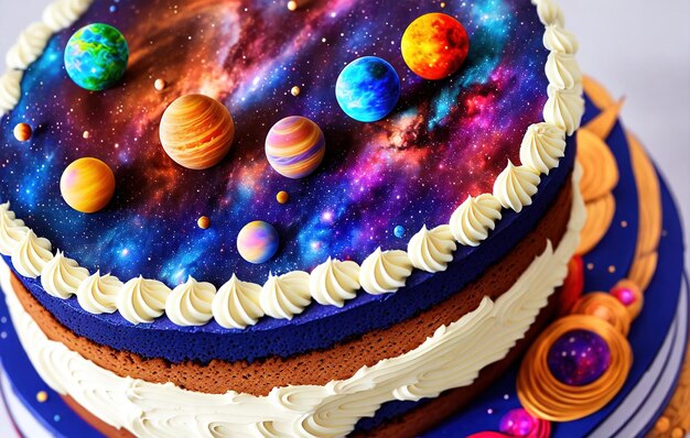 a cake with planets on it