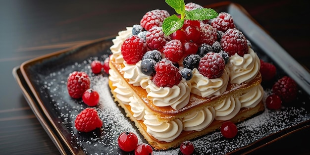 a cake with raspberries